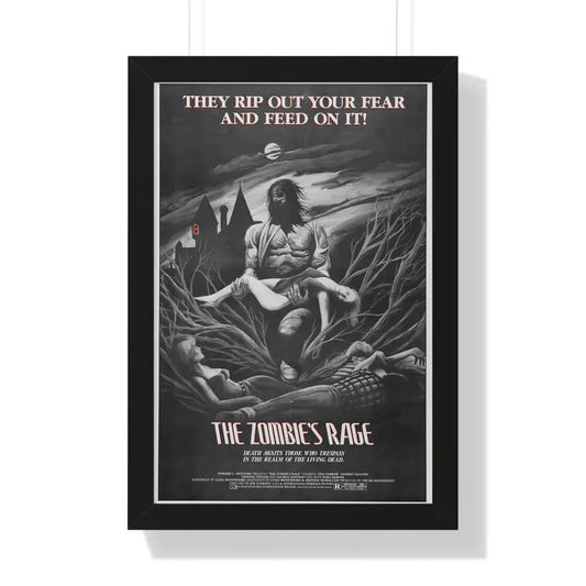 THE ZOMBIE'S RAGE (ANTHROPOPHAGUS) 1980 - Framed Movie Poster 16″ x 24″ Black - The Sticker Space