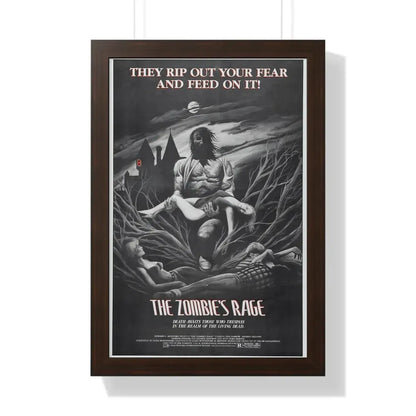 THE ZOMBIE'S RAGE (ANTHROPOPHAGUS) 1980 - Framed Movie Poster 16″ x 24″ Walnut - The Sticker Space