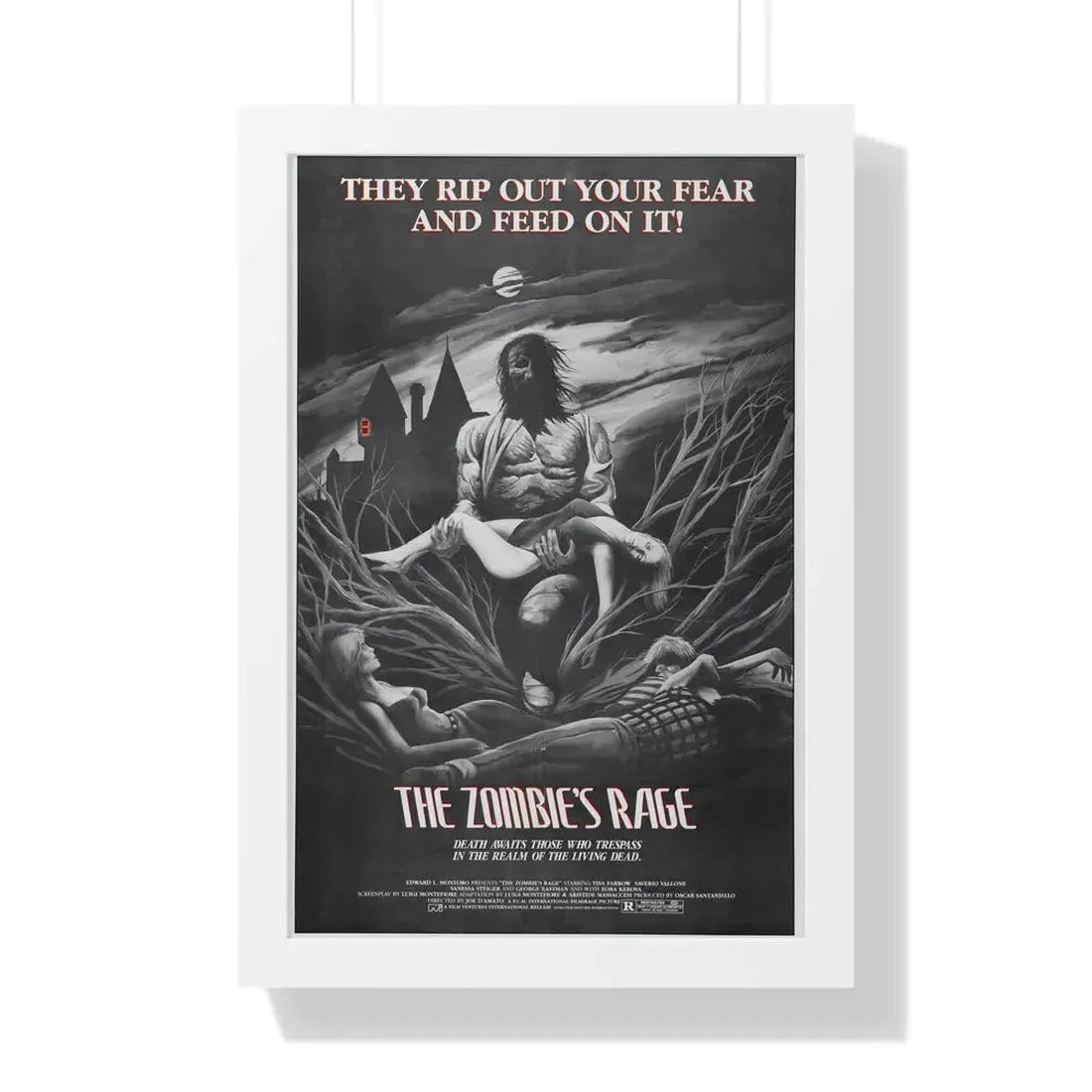 THE ZOMBIE'S RAGE (ANTHROPOPHAGUS) 1980 - Framed Movie Poster 16″ x 24″ White - The Sticker Space