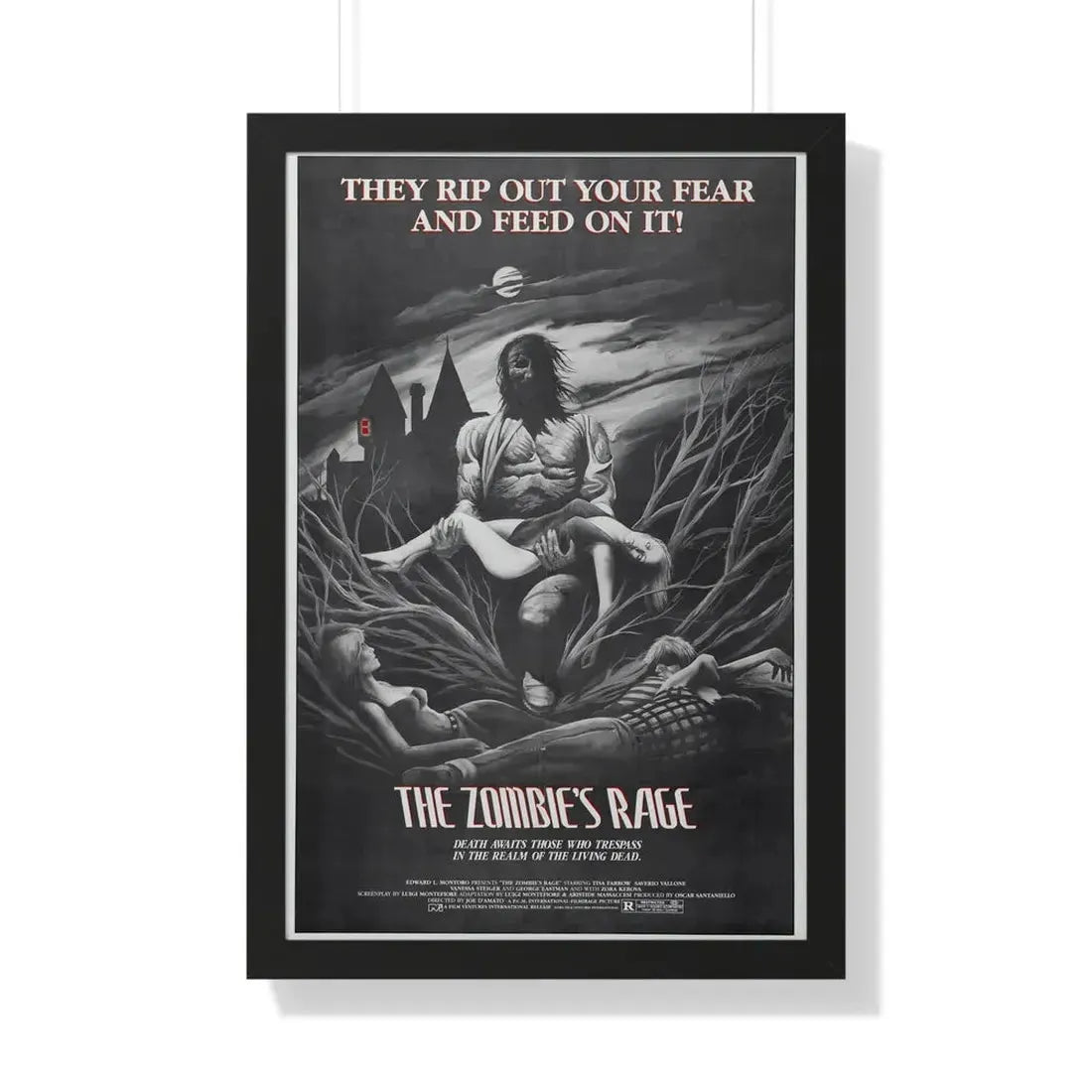 THE ZOMBIE'S RAGE (ANTHROPOPHAGUS) 1980 - Framed Movie Poster 20" x 30" Black - The Sticker Space