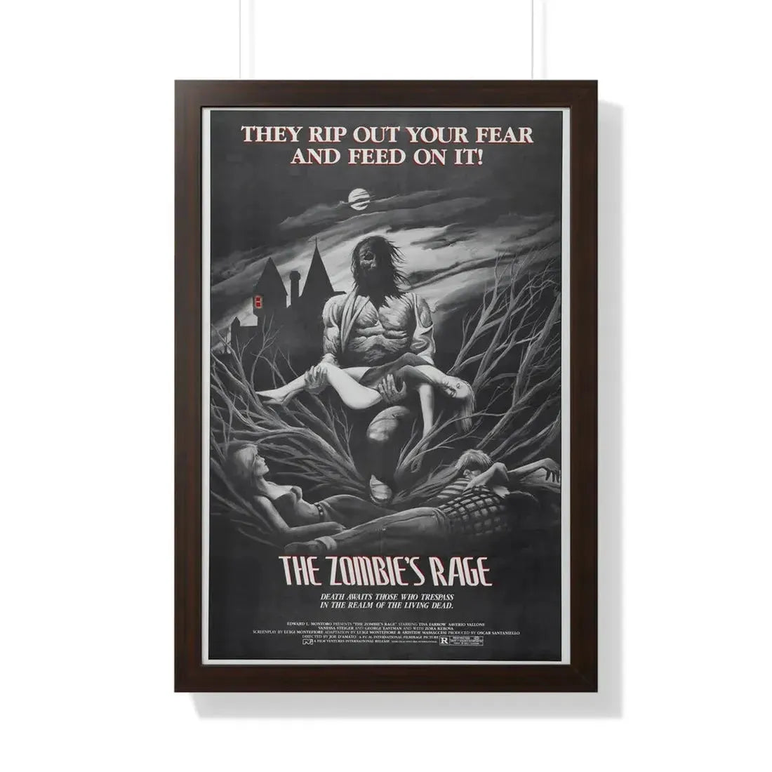 THE ZOMBIE'S RAGE (ANTHROPOPHAGUS) 1980 - Framed Movie Poster 20" x 30" Walnut - The Sticker Space