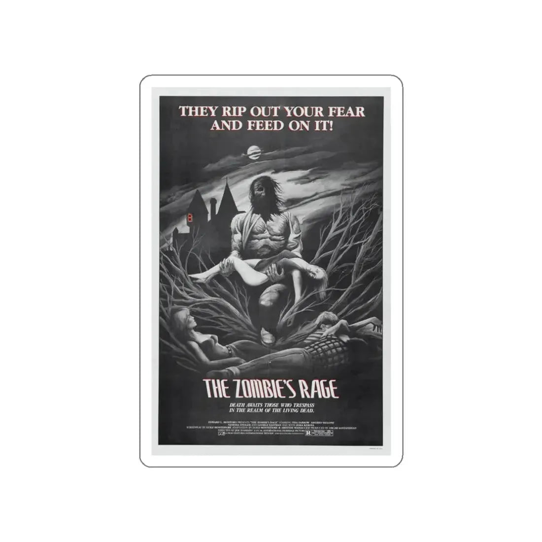 THE ZOMBIE'S RAGE (ANTHROPOPHAGUS) 1980 Movie Poster STICKER Vinyl Die-Cut Decal 3 Inch - The Sticker Space