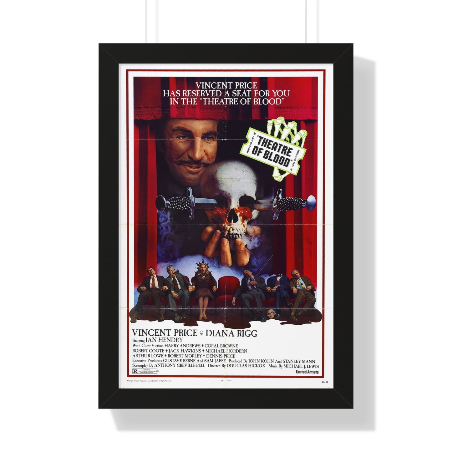 THEATRE OF BLOOD 1973 - Framed Movie Poster-16″ x 24″-The Sticker Space