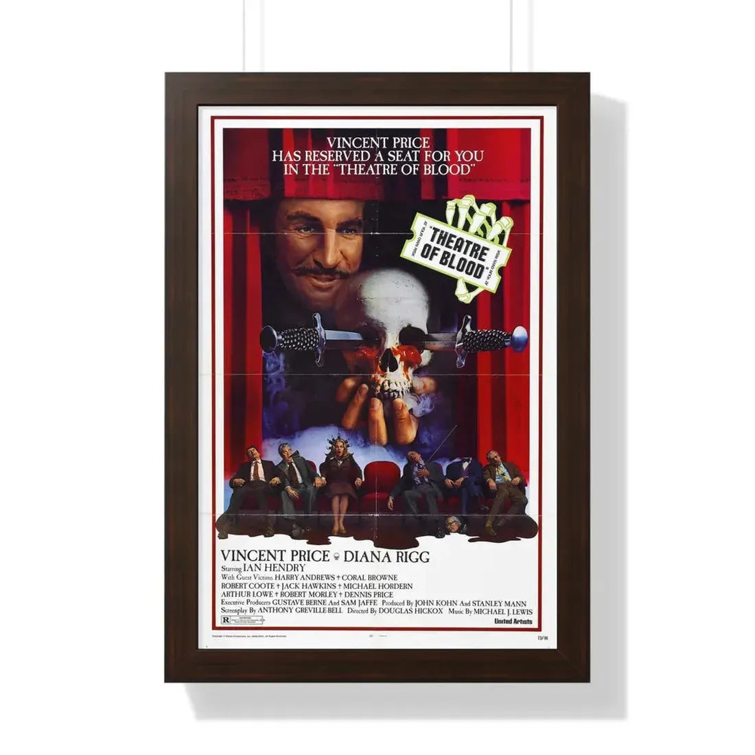 THEATRE OF BLOOD 1973 - Framed Movie Poster 16″ x 24″ Walnut - The Sticker Space