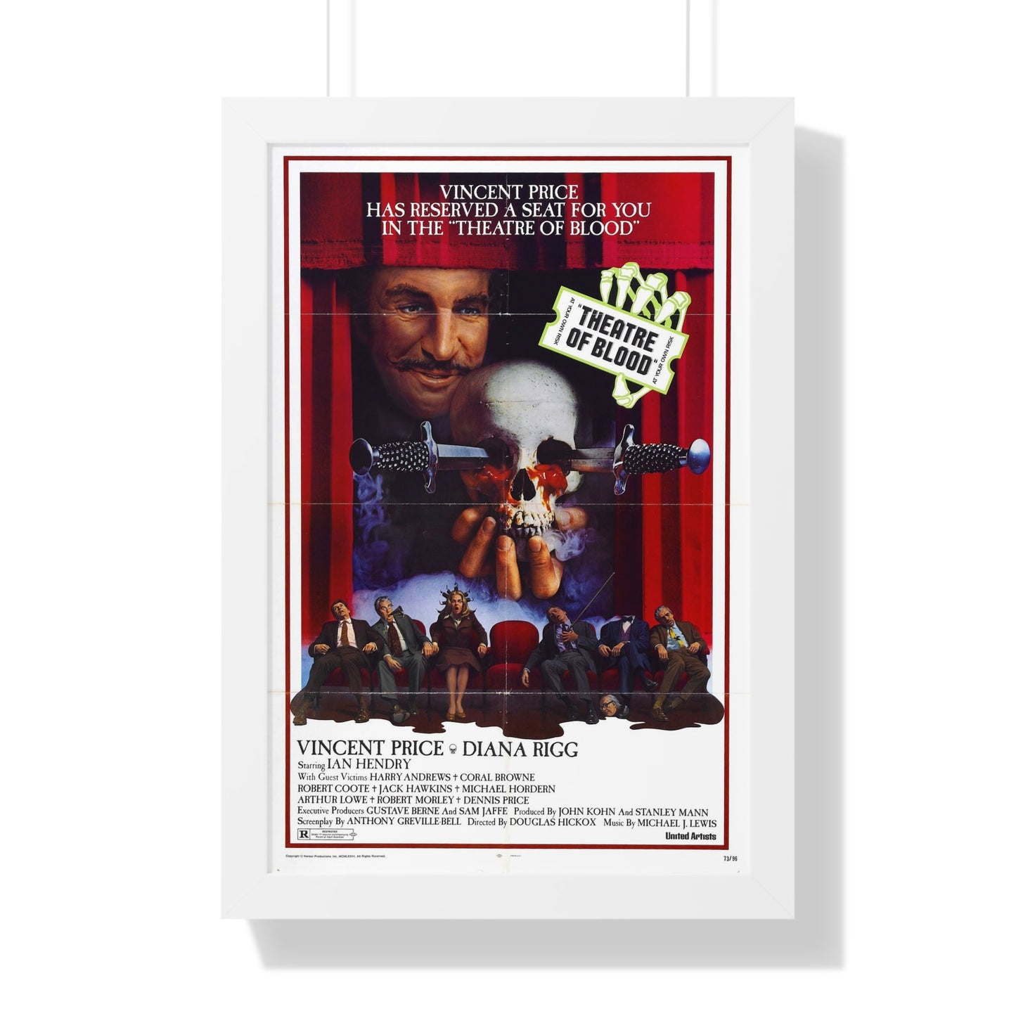 THEATRE OF BLOOD 1973 - Framed Movie Poster-16″ x 24″-The Sticker Space