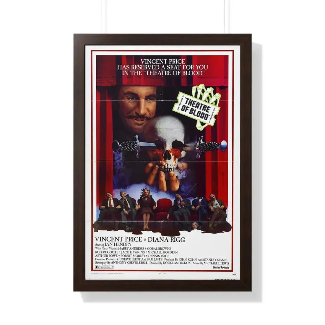 THEATRE OF BLOOD 1973 - Framed Movie Poster 20" x 30" Walnut - The Sticker Space