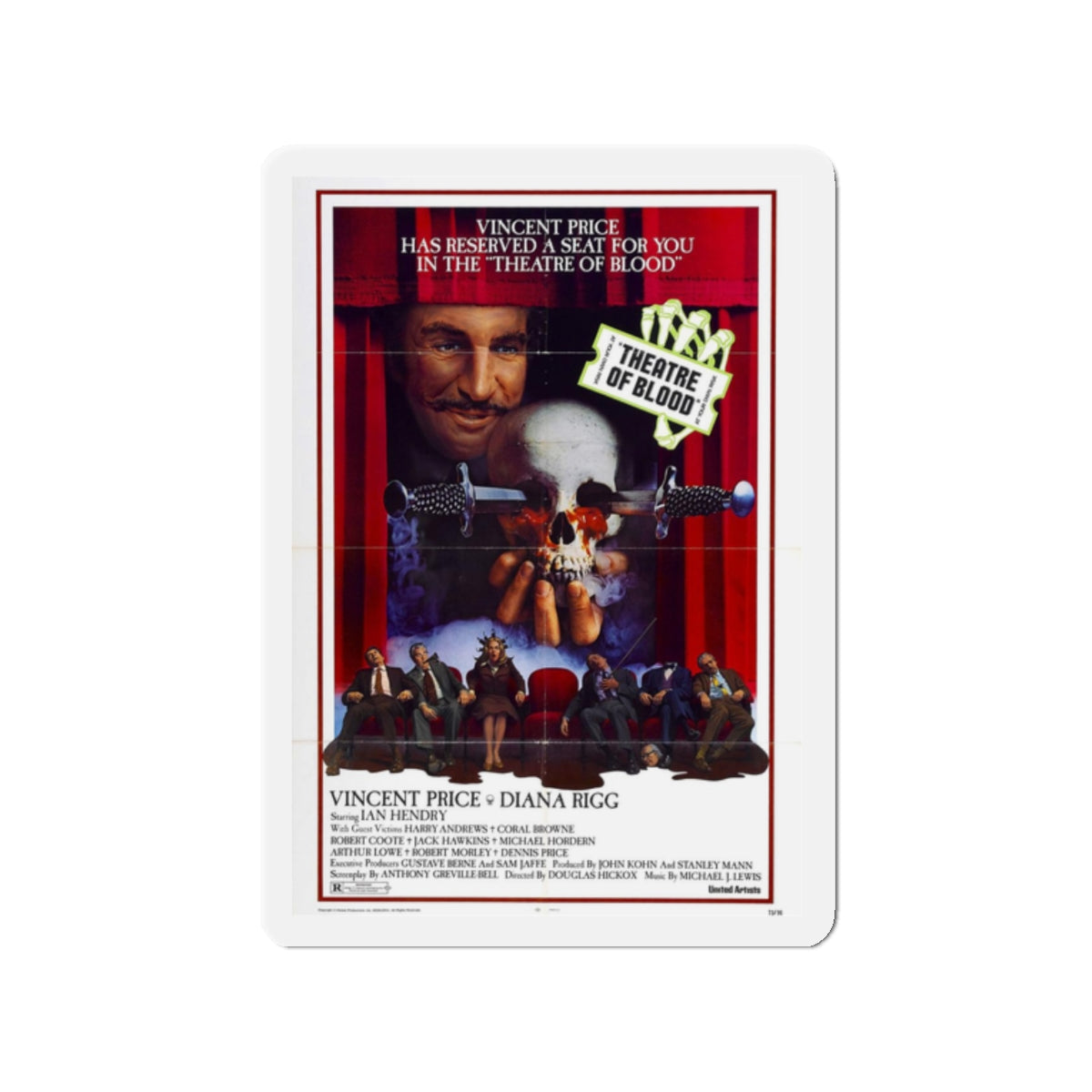 THEATRE OF BLOOD 1973 Movie Poster - Refrigerator Magnet-2 Inch-The Sticker Space