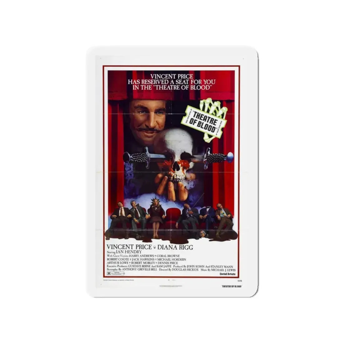 THEATRE OF BLOOD 1973 Movie Poster - Refrigerator Magnet 3 Inch - The Sticker Space