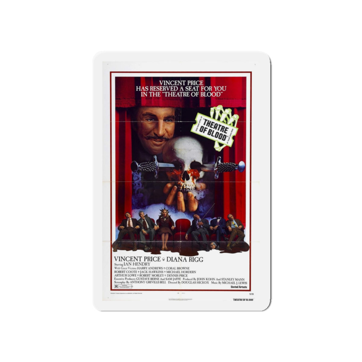 THEATRE OF BLOOD 1973 Movie Poster - Refrigerator Magnet-4 Inch-The Sticker Space