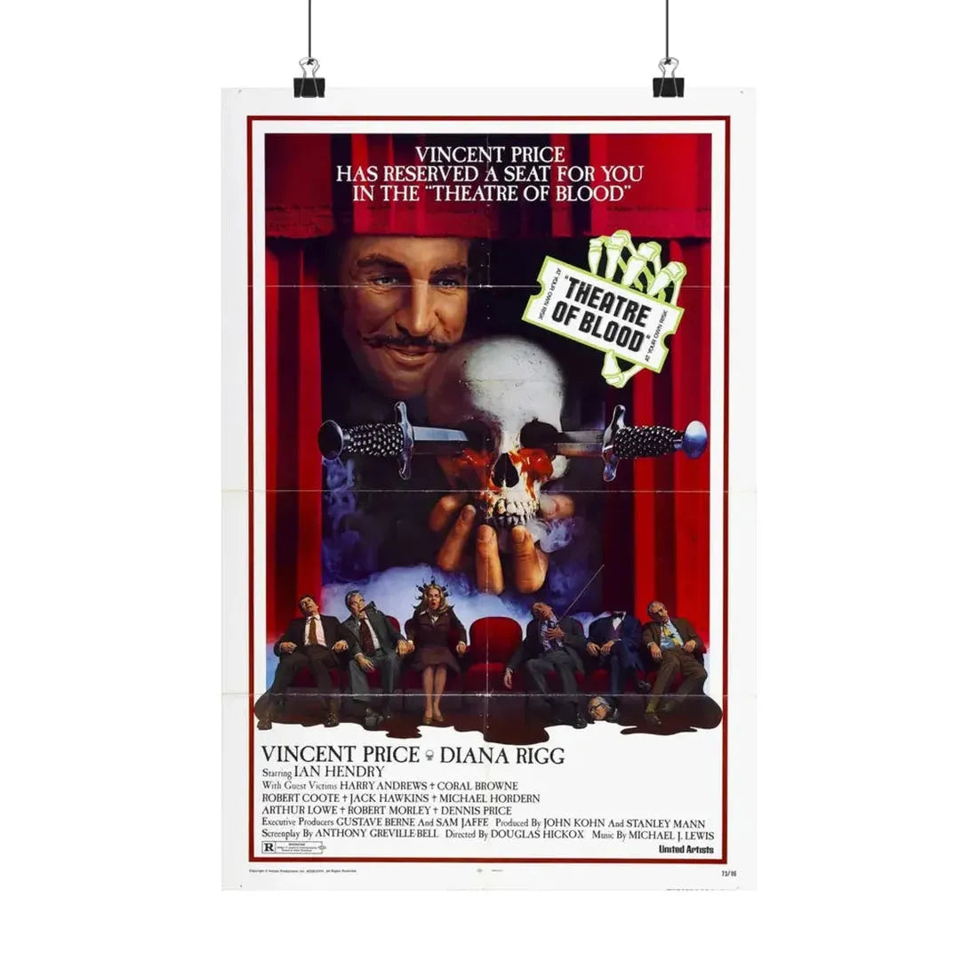 THEATRE OF BLOOD 1973 - Paper Movie Poster 12″ x 18″ Matte - The Sticker Space