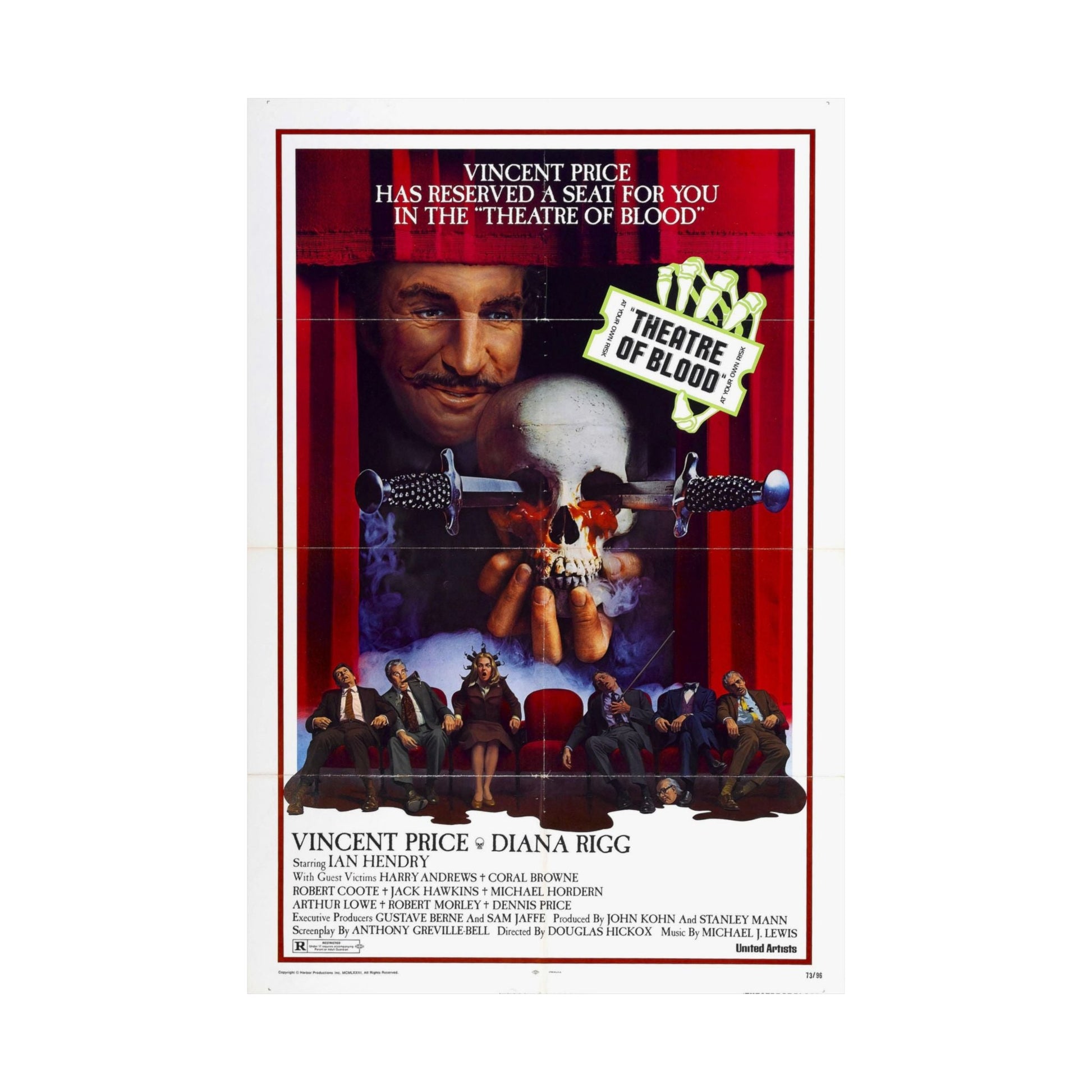 THEATRE OF BLOOD 1973 - Paper Movie Poster-The Sticker Space