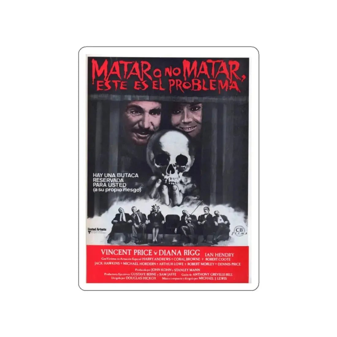 THEATRE OF BLOOD (2) 1973 Movie Poster STICKER Vinyl Die-Cut Decal 2 Inch - The Sticker Space