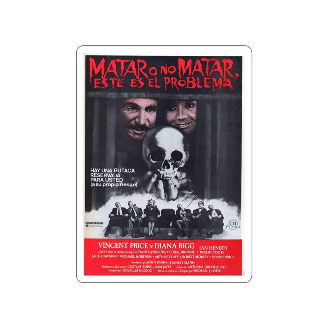 THEATRE OF BLOOD (2) 1973 Movie Poster STICKER Vinyl Die-Cut Decal 3 Inch - The Sticker Space