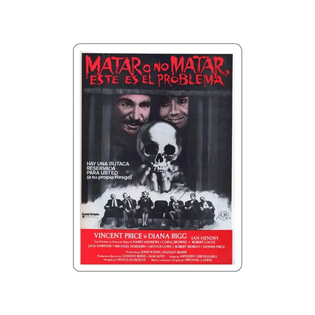 THEATRE OF BLOOD (2) 1973 Movie Poster STICKER Vinyl Die-Cut Decal 6 Inch - The Sticker Space