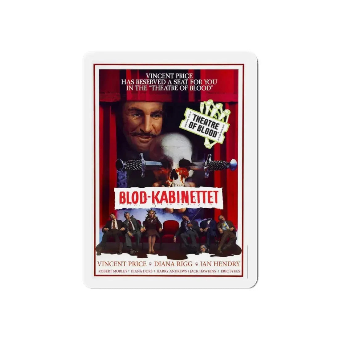 THEATRE OF BLOOD (DANISH) 1973 Movie Poster - Refrigerator Magnet 6 Inch - The Sticker Space