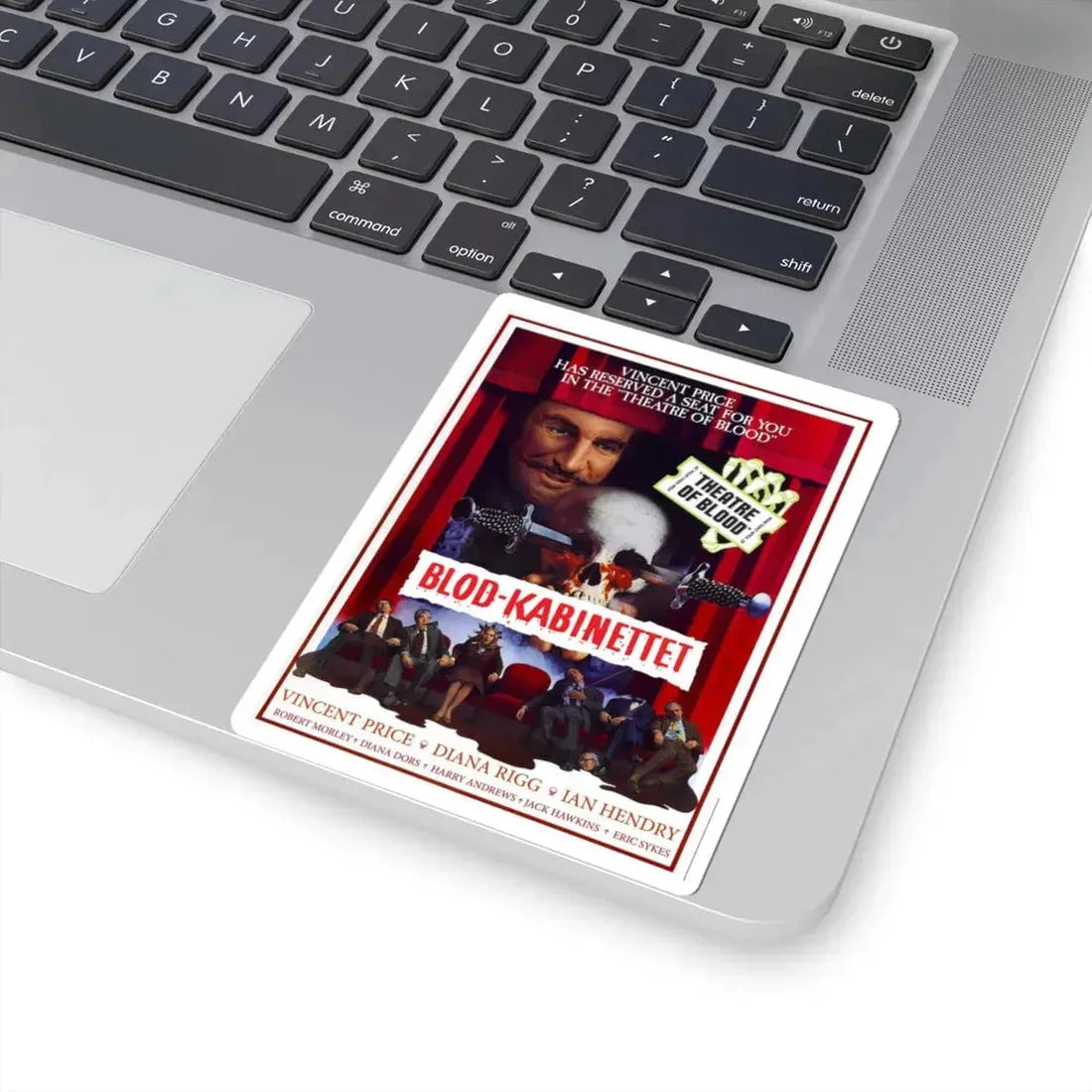 THEATRE OF BLOOD (DANISH) 1973 Movie Poster - STICKER Vinyl Kiss-Cut Decal - The Sticker Space