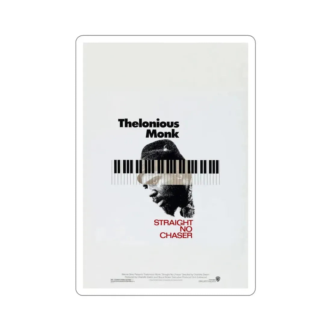 Thelonious Monk Straight, No Chaser 1988 Movie Poster STICKER Vinyl Die-Cut Decal 6 Inch - The Sticker Space