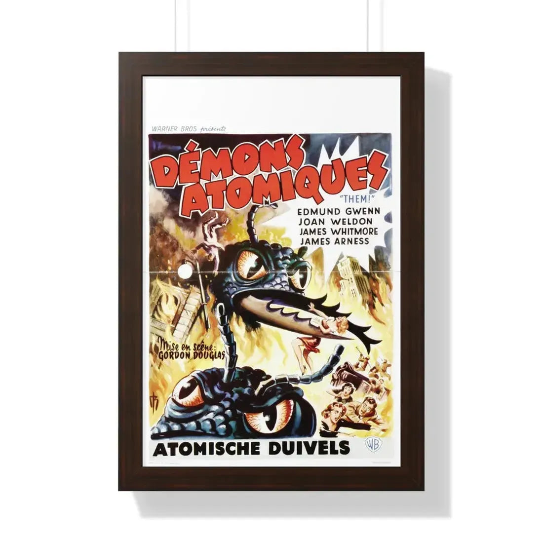 THEM! (BELGIAN) 1954 - Framed Movie Poster 16″ x 24″ Walnut - The Sticker Space