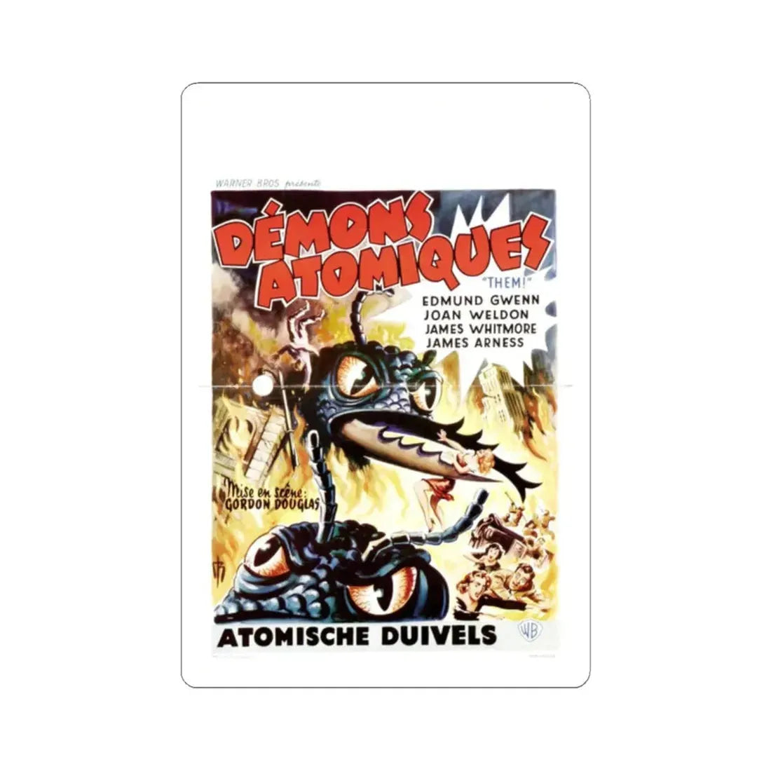 THEM! (BELGIAN) 1954 Movie Poster - STICKER Vinyl Kiss-Cut Decal 2 Inch White - The Sticker Space