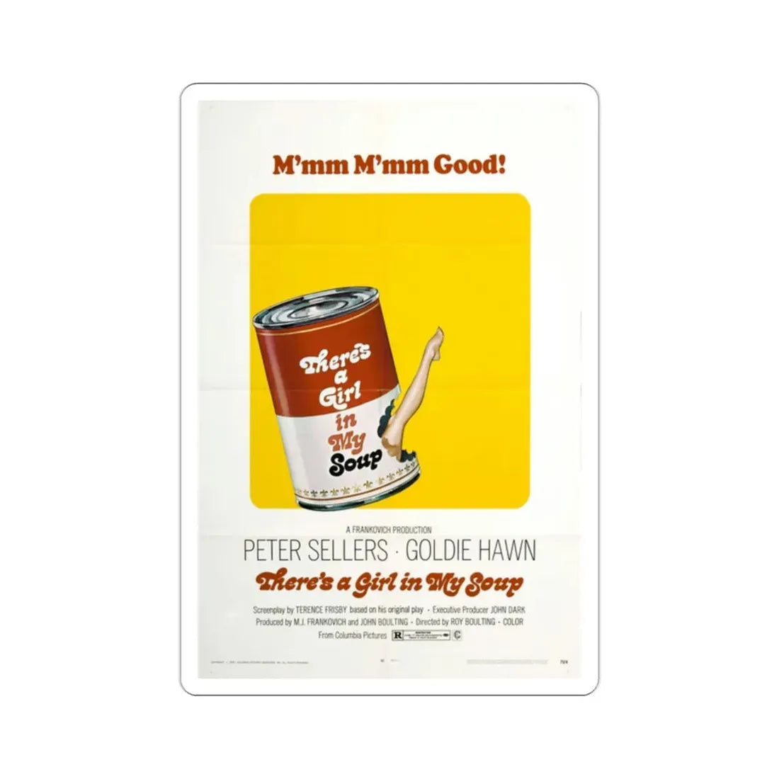 There's a Girl in My Soup 1970 Movie Poster STICKER Vinyl Die-Cut Decal 2 Inch - The Sticker Space