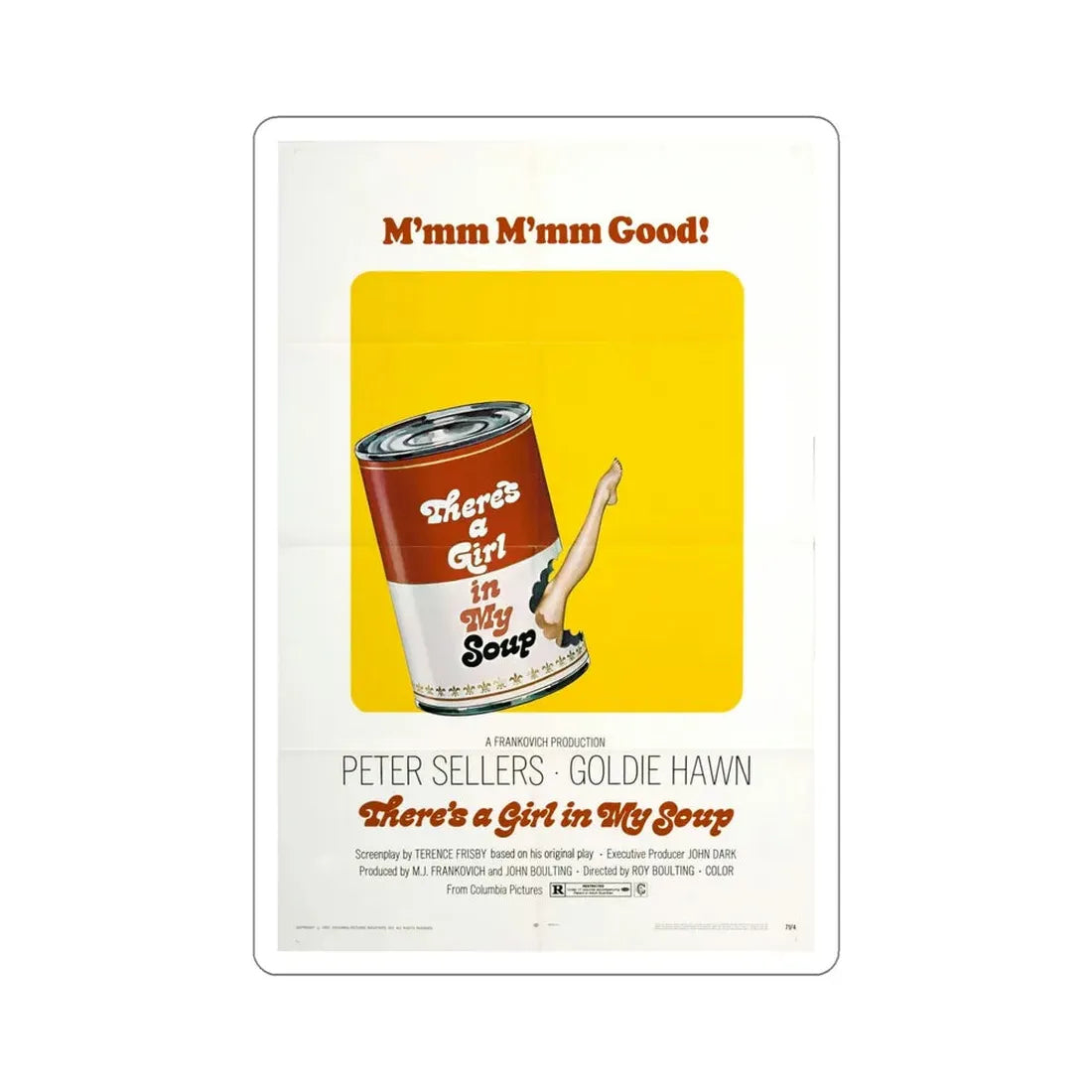 There's a Girl in My Soup 1970 Movie Poster STICKER Vinyl Die-Cut Decal 6 Inch - The Sticker Space