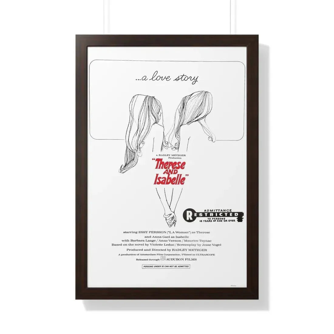 THERESE AND ISABEL 1968 - Framed Movie Poster 20" x 30" Walnut - The Sticker Space