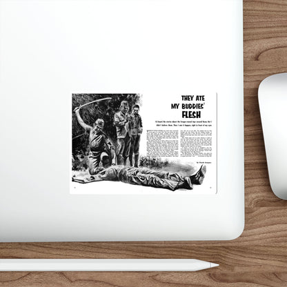 They Ate My Buddies' Flesh, True War, July 1958 (Magazine Illustration) STICKER Vinyl Die-Cut Decal-The Sticker Space