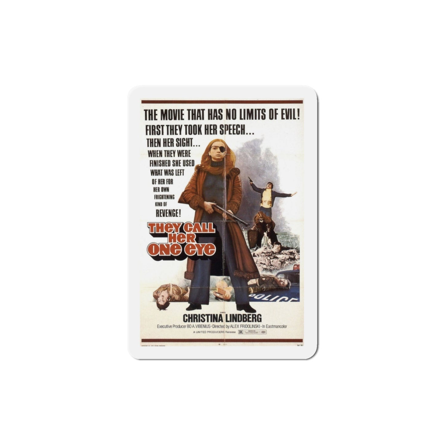 They Call Her One Eye 1974 Movie Poster Die-Cut Magnet-3" x 3"-The Sticker Space