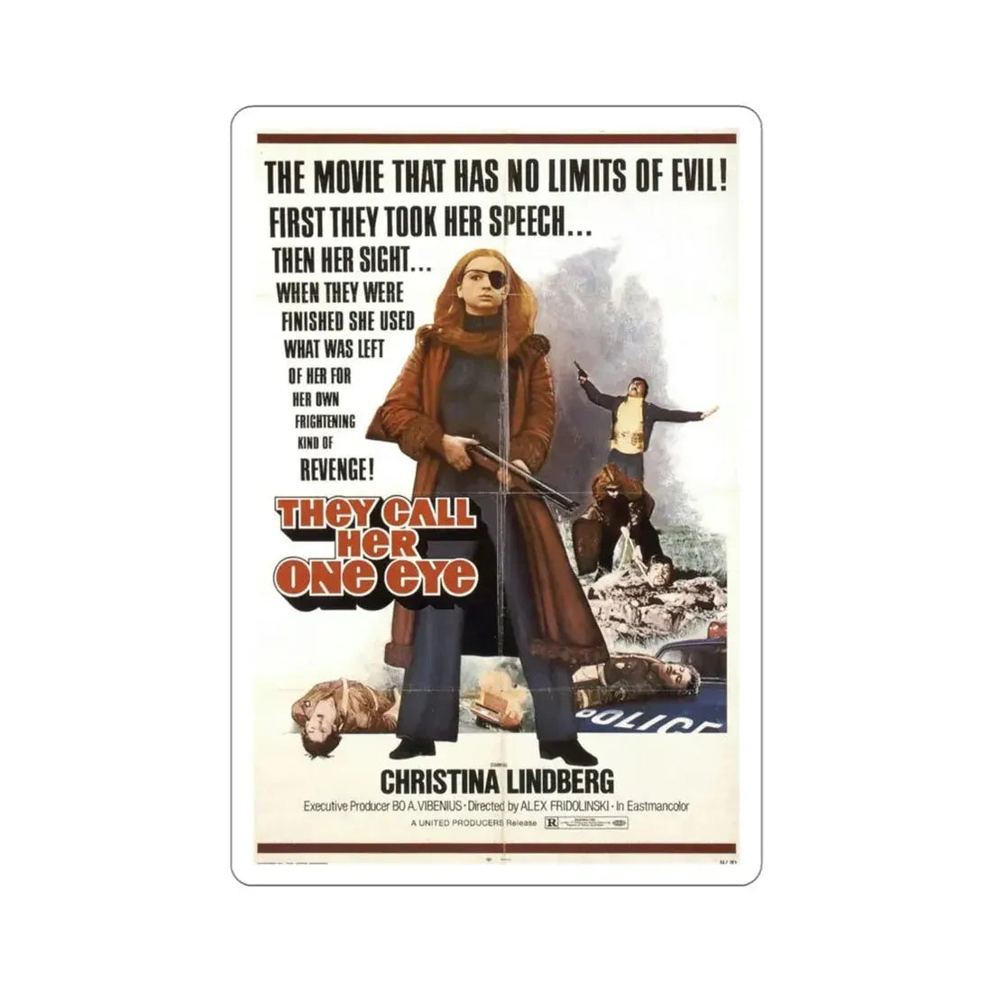 They Call Her One Eye 1974 Movie Poster STICKER Vinyl Die-Cut Decal 4 Inch - The Sticker Space