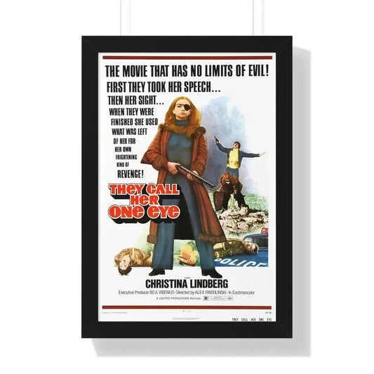 THEY CALL HER ONE EYE (THRILLER A CRUEL PICTURE) 1973 - Framed Movie Poster 16″ x 24″ Black - The Sticker Space