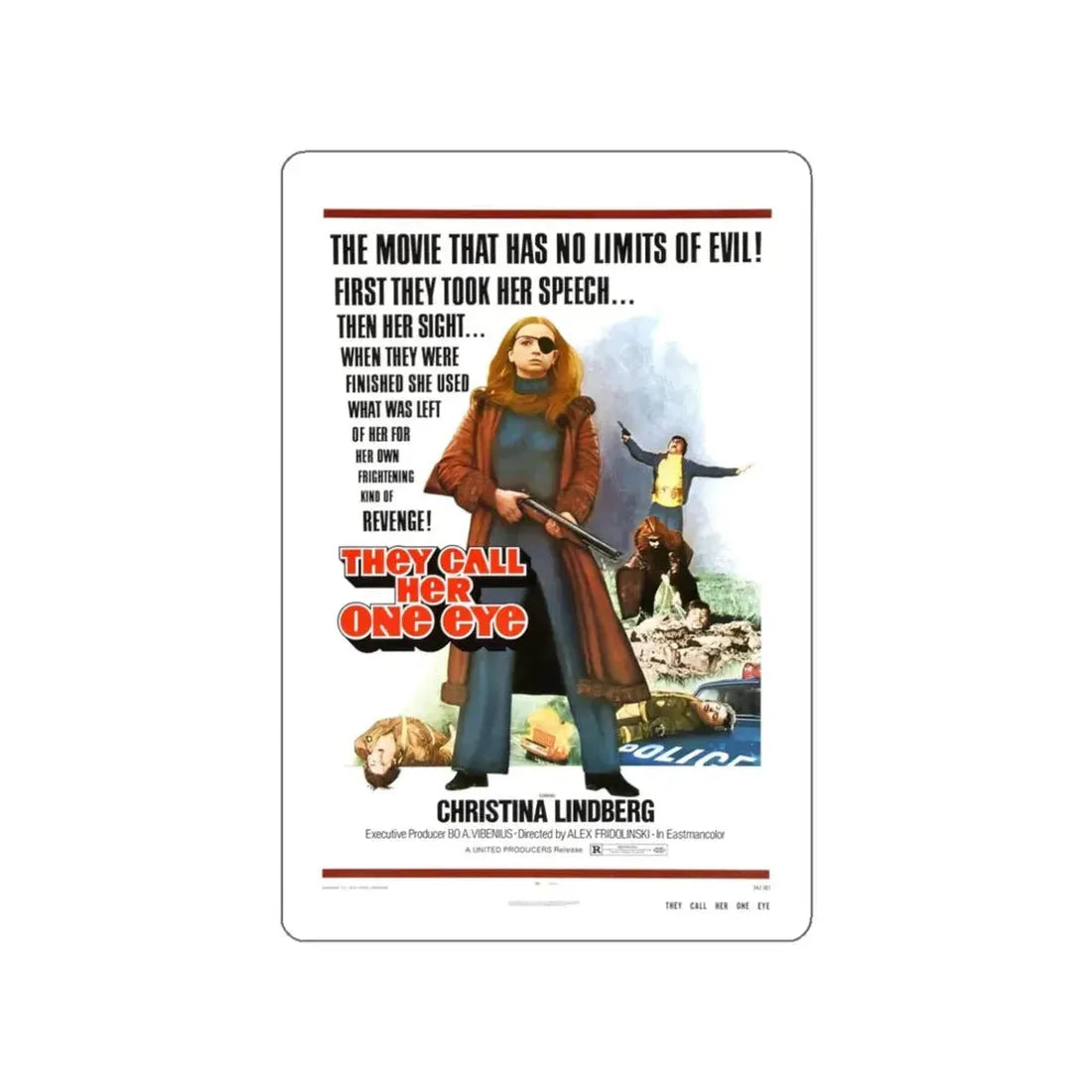 THEY CALL HER ONE EYE (THRILLER A CRUEL PICTURE) 1973 Movie Poster STICKER Vinyl Die-Cut Decal 3 Inch - The Sticker Space