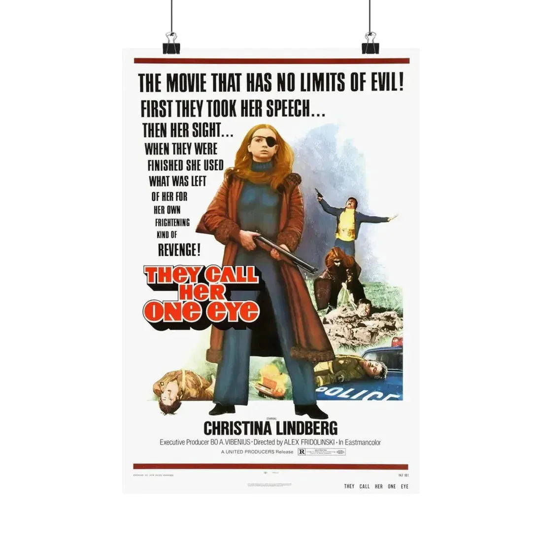 THEY CALL HER ONE EYE (THRILLER A CRUEL PICTURE) 1973 - Paper Movie Poster 12″ x 18″ Matte - The Sticker Space