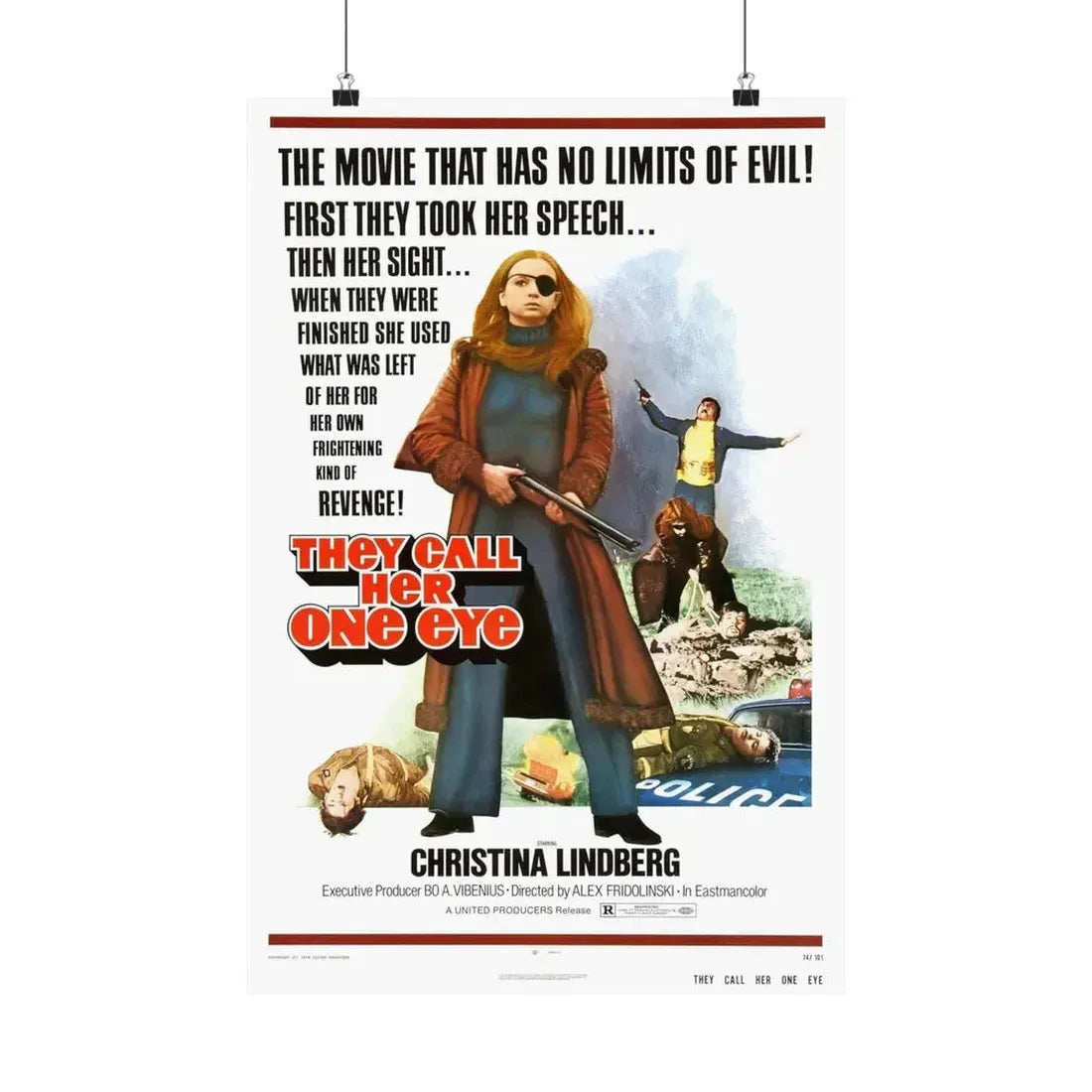 THEY CALL HER ONE EYE (THRILLER A CRUEL PICTURE) 1973 - Paper Movie Poster 16″ x 24″ Matte - The Sticker Space