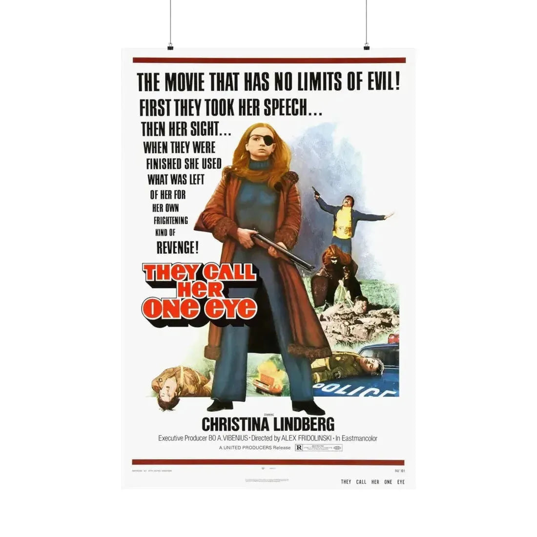 THEY CALL HER ONE EYE (THRILLER A CRUEL PICTURE) 1973 - Paper Movie Poster 36" x 54" Matte - The Sticker Space