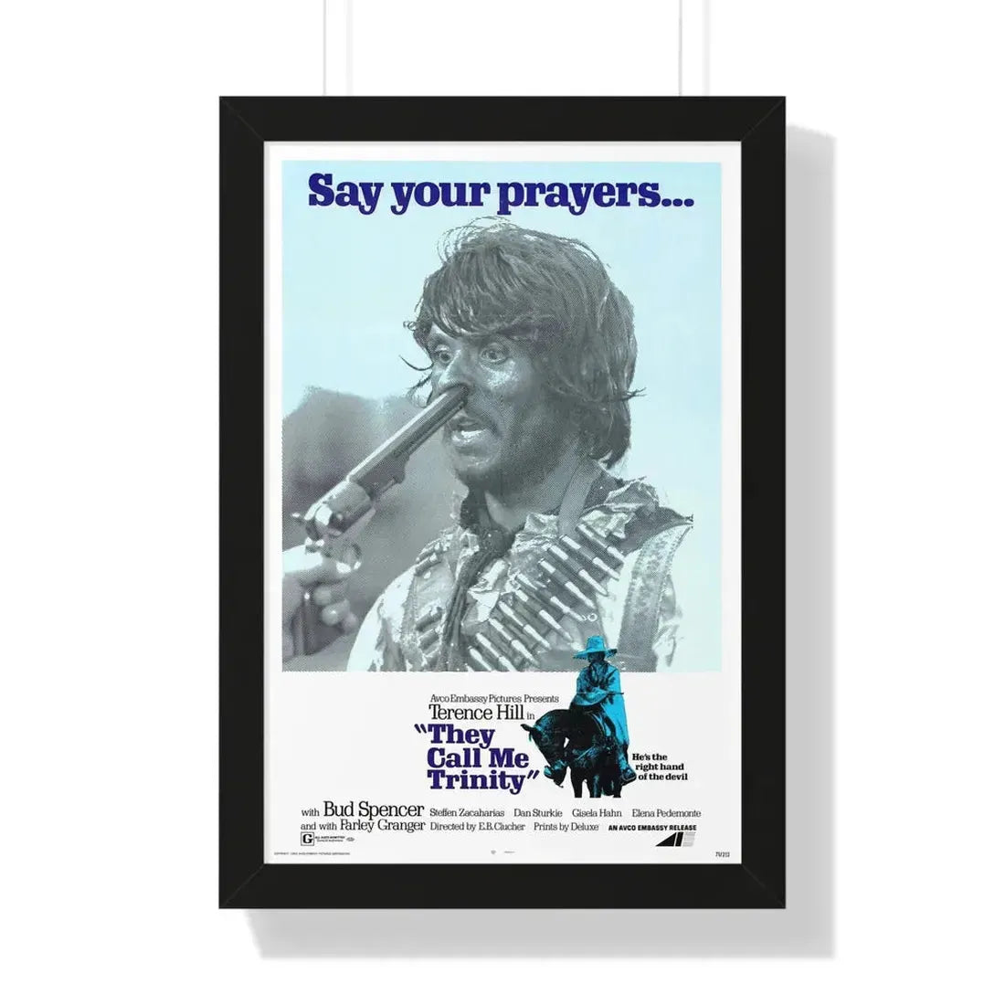 THEY CALL ME TRINITY 1970 - Framed Movie Poster 16″ x 24″ Black - The Sticker Space