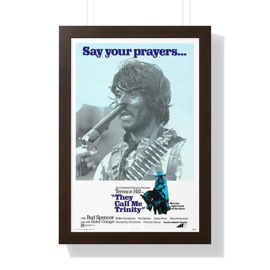 THEY CALL ME TRINITY 1970 - Framed Movie Poster 16″ x 24″ Walnut - The Sticker Space