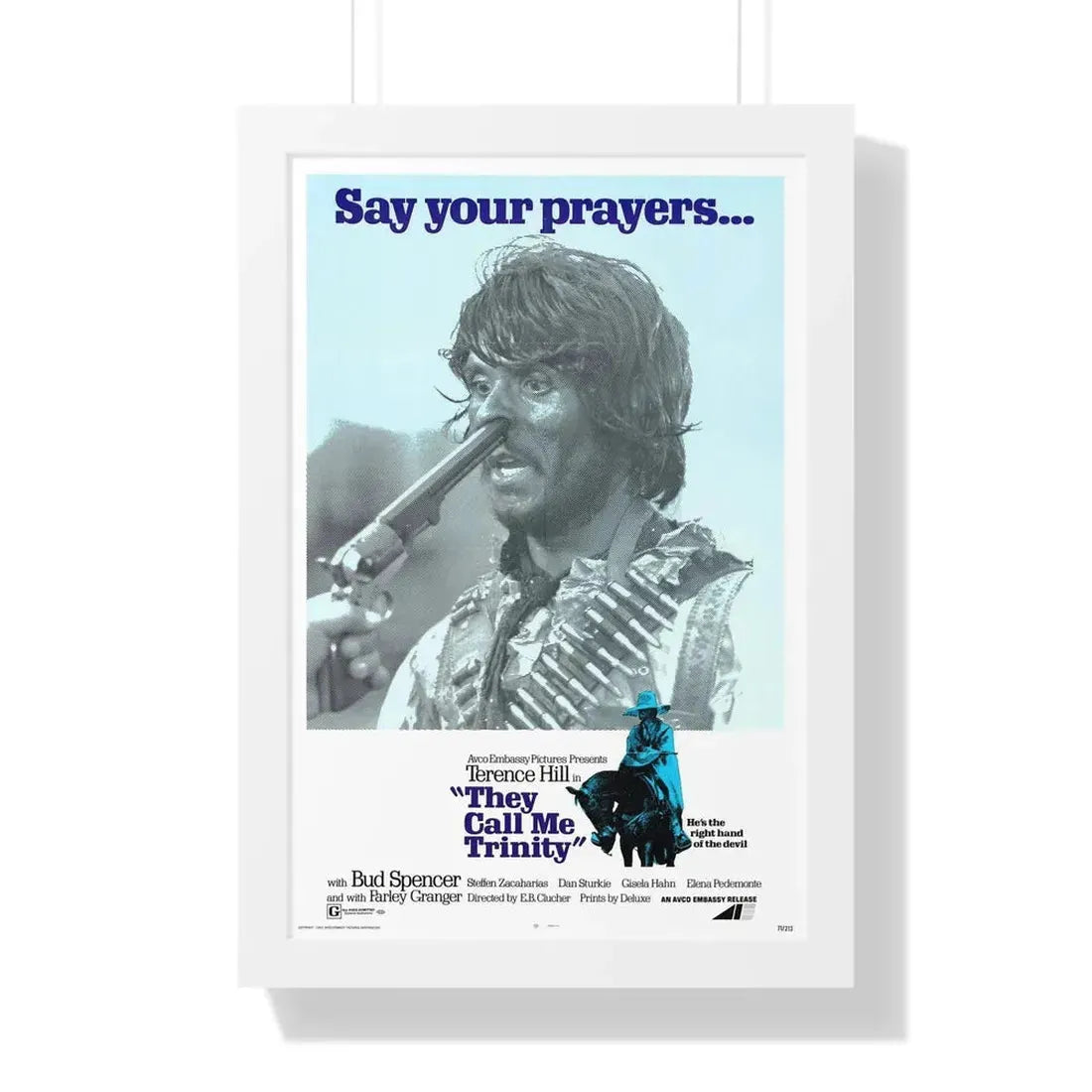 THEY CALL ME TRINITY 1970 - Framed Movie Poster 16″ x 24″ White - The Sticker Space