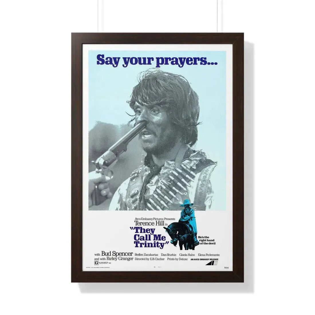 THEY CALL ME TRINITY 1970 - Framed Movie Poster 20" x 30" Walnut - The Sticker Space