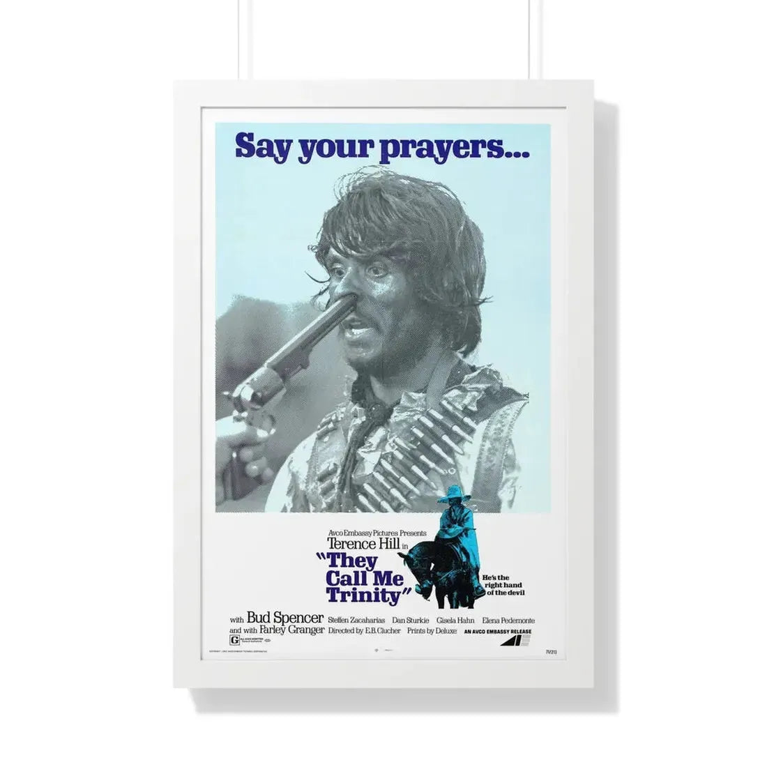THEY CALL ME TRINITY 1970 - Framed Movie Poster 20" x 30" White - The Sticker Space