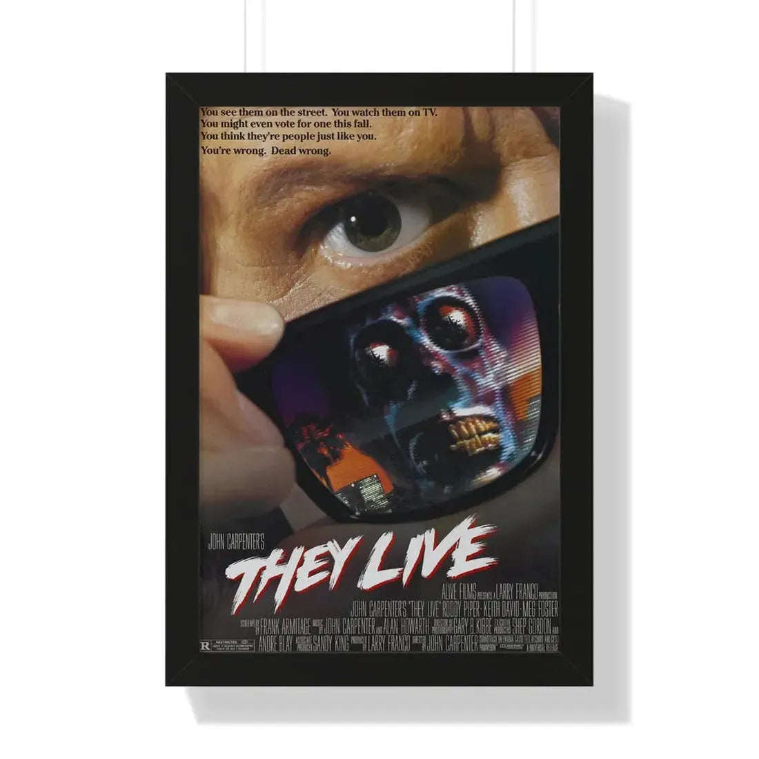 THEY LIVE! 1988 - Framed Movie Poster 16″ x 24″ Black - The Sticker Space