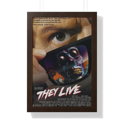 THEY LIVE! 1988 - Framed Movie Poster 16″ x 24″ Walnut - The Sticker Space