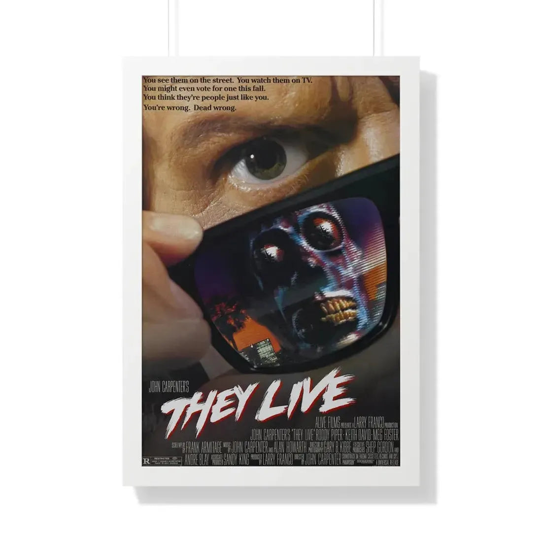 THEY LIVE! 1988 - Framed Movie Poster 20" x 30" White - The Sticker Space