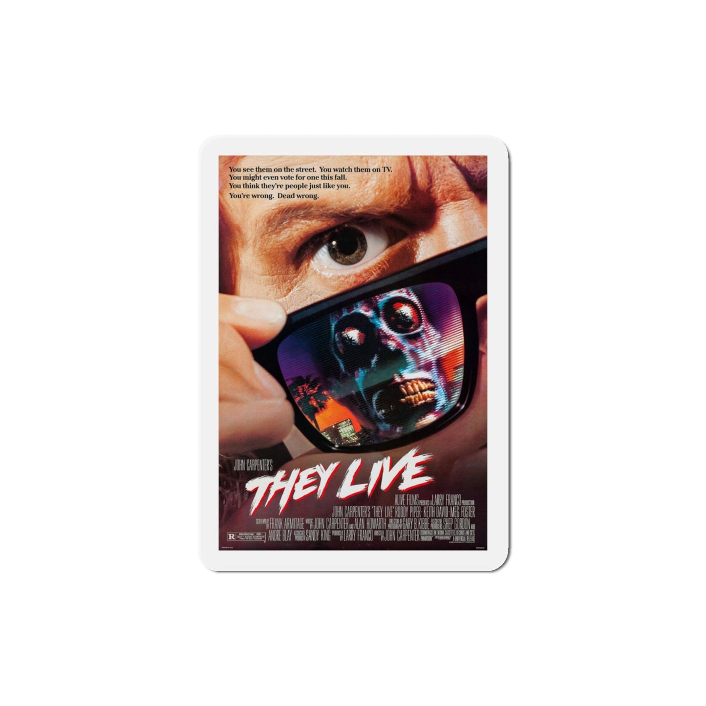 They Live 1988 Movie Poster Die-Cut Magnet-3" x 3"-The Sticker Space