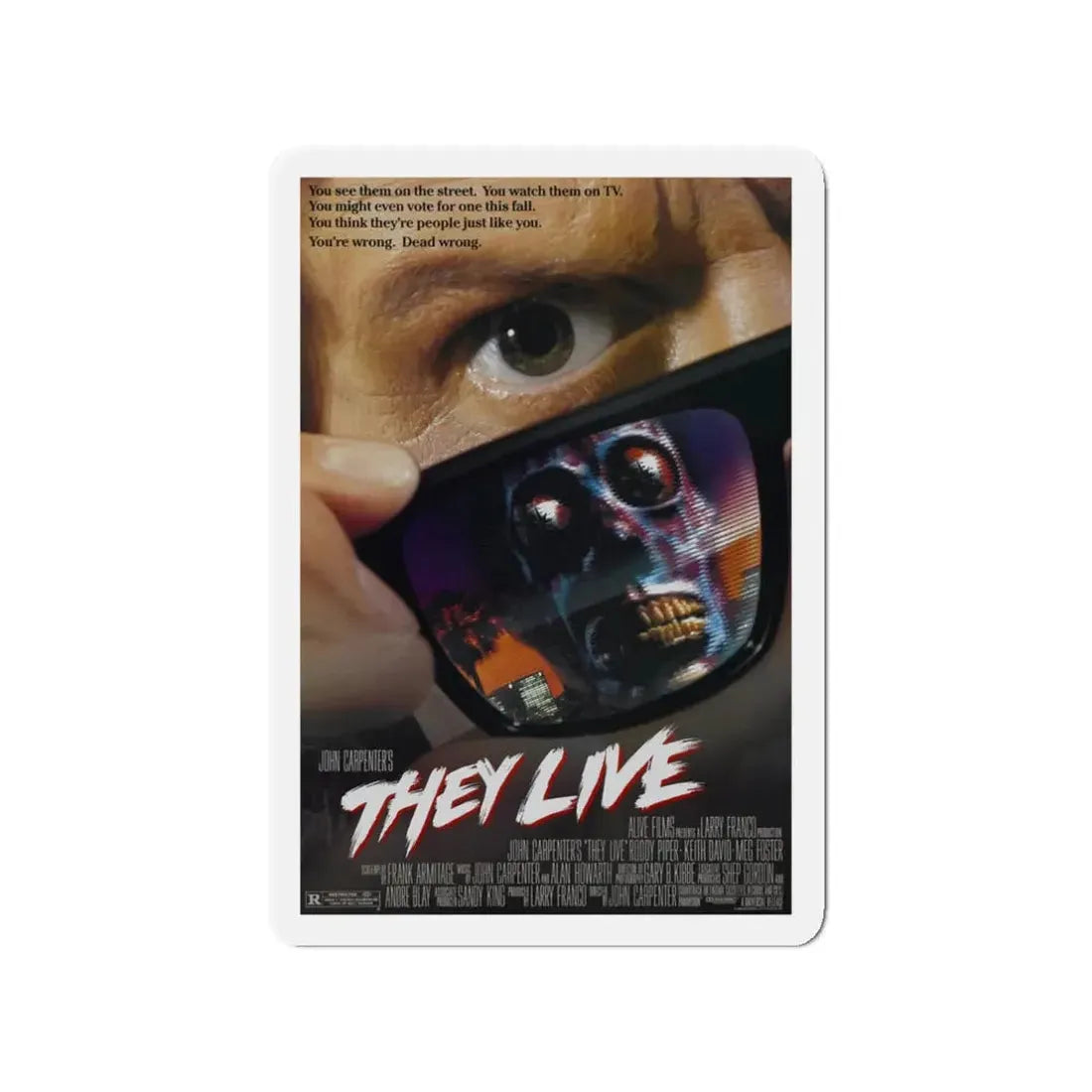 THEY LIVE! 1988 Movie Poster - Refrigerator Magnet 3 Inch - The Sticker Space