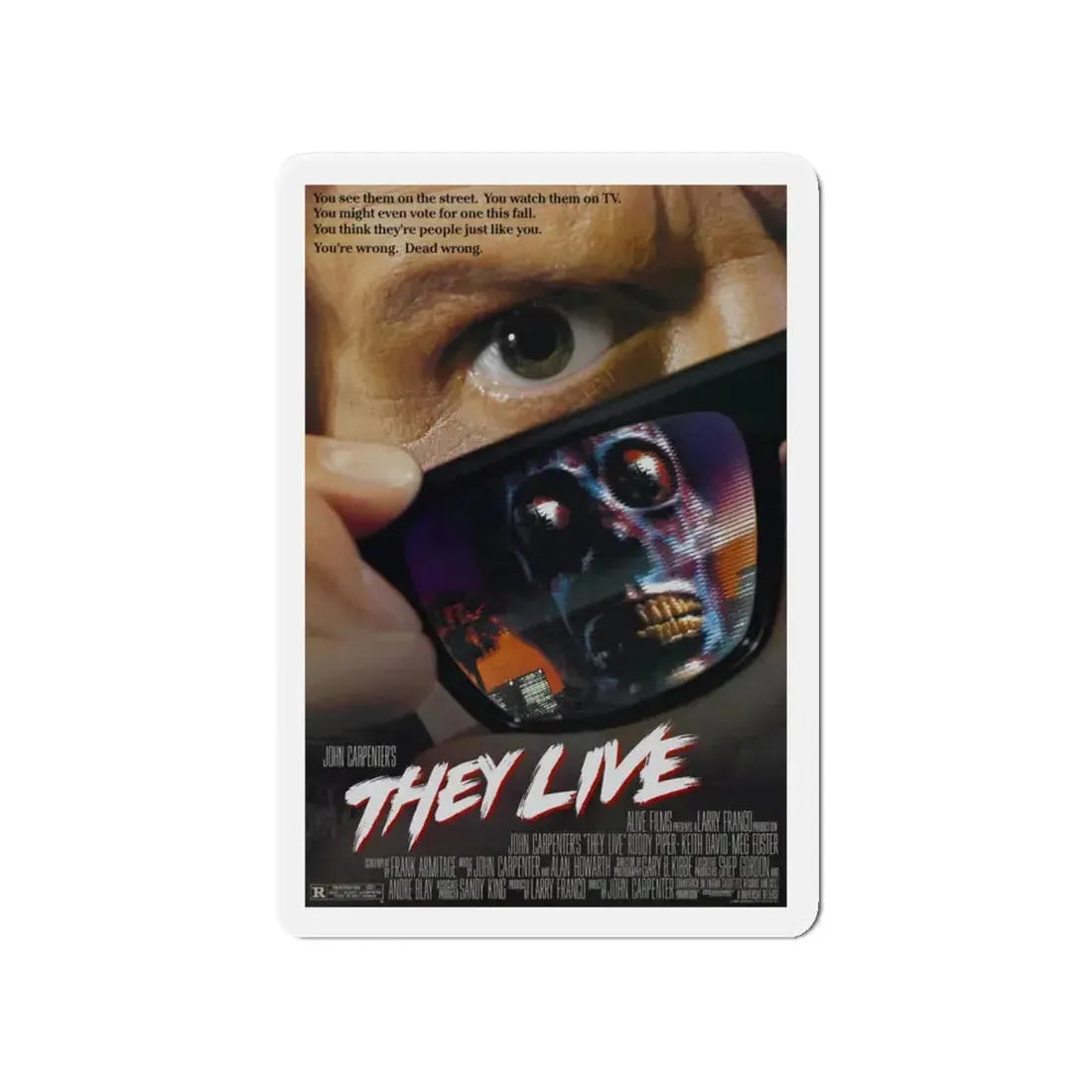 THEY LIVE! 1988 Movie Poster - Refrigerator Magnet 4 Inch - The Sticker Space