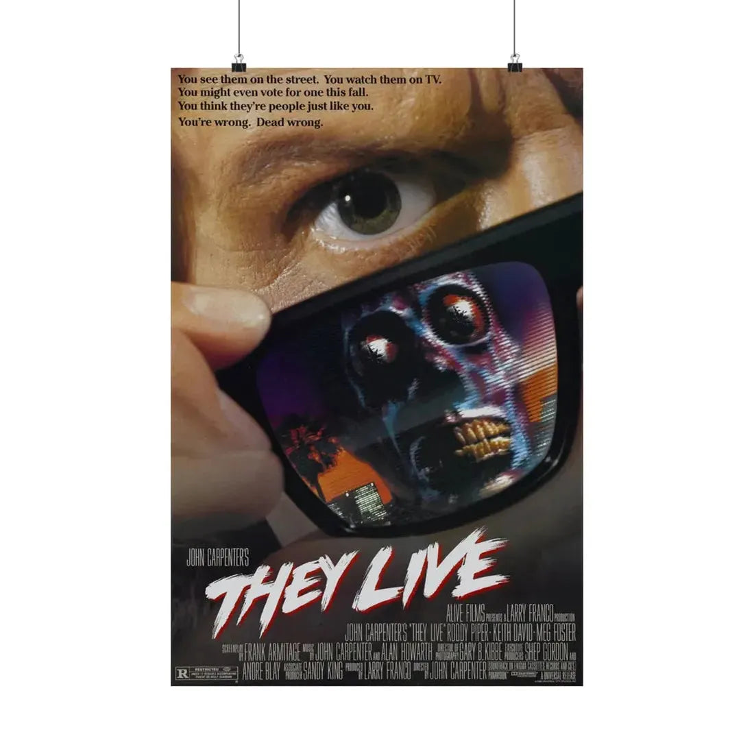 THEY LIVE! 1988 - Paper Movie Poster - The Sticker Space