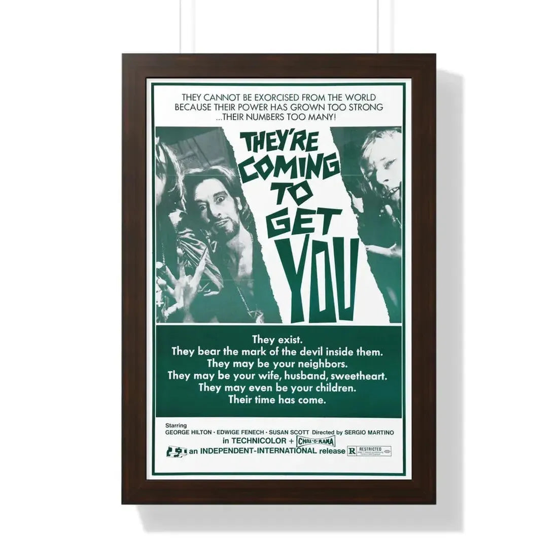 THEY'RE COMING TO GET YOU (ALL THE COLORS OF THE DARK) 2 1972 - Framed Movie Poster 16″ x 24″ Walnut - The Sticker Space