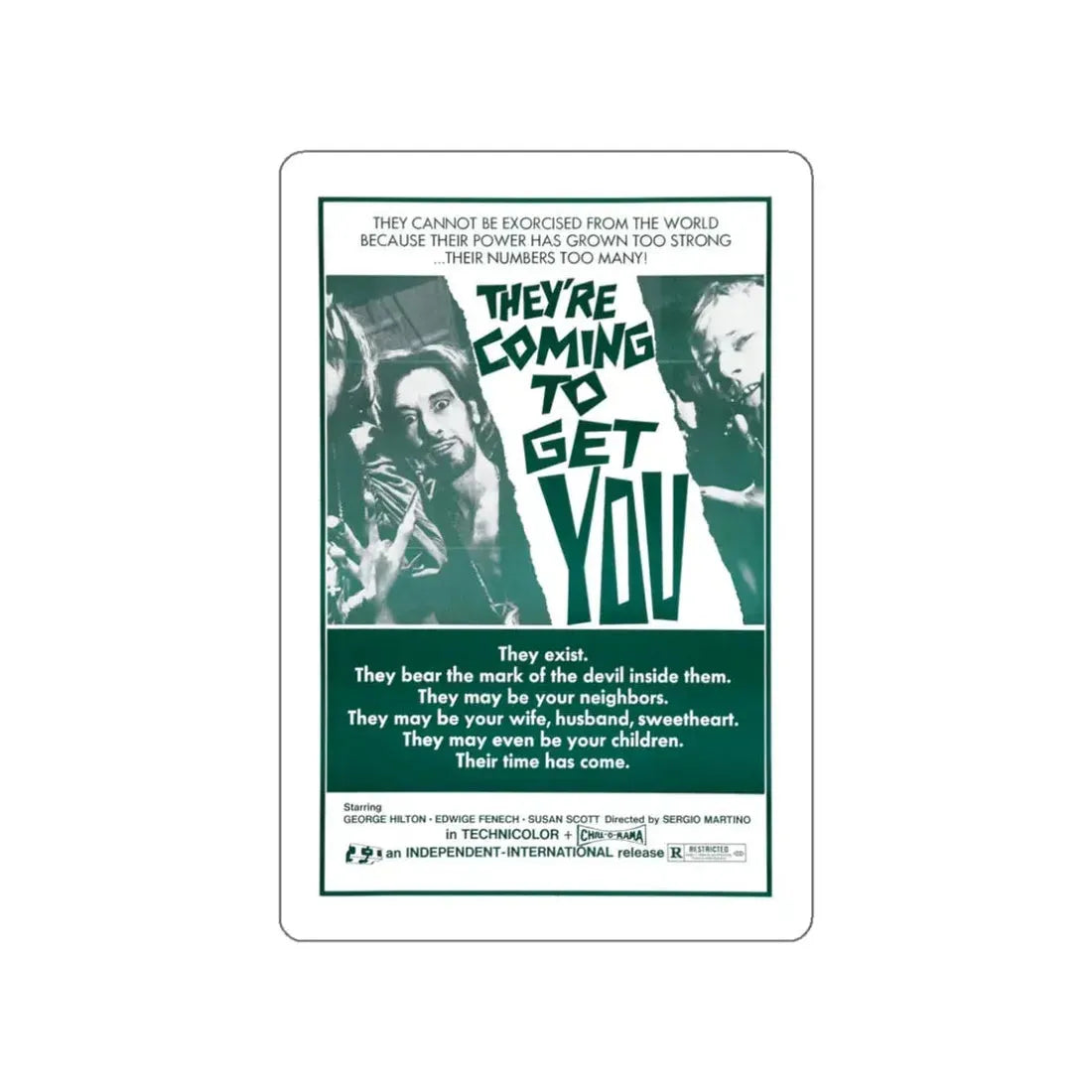 THEY'RE COMING TO GET YOU (ALL THE COLORS OF THE DARK) 2 1972 Movie Poster STICKER Vinyl Die-Cut Decal 3 Inch - The Sticker Space