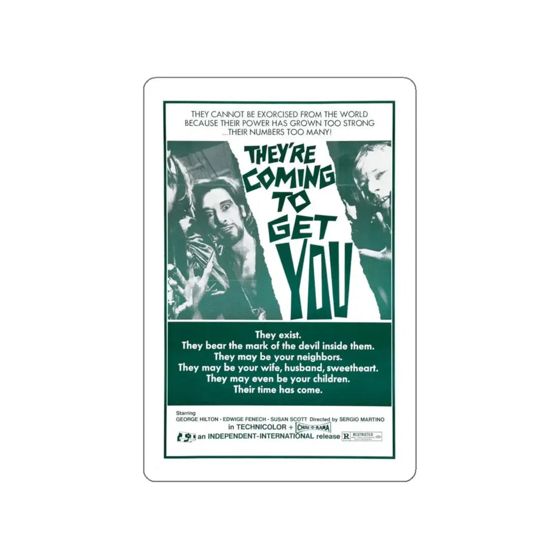 THEY'RE COMING TO GET YOU (ALL THE COLORS OF THE DARK) 2 1972 Movie Poster STICKER Vinyl Die-Cut Decal 6 Inch - The Sticker Space