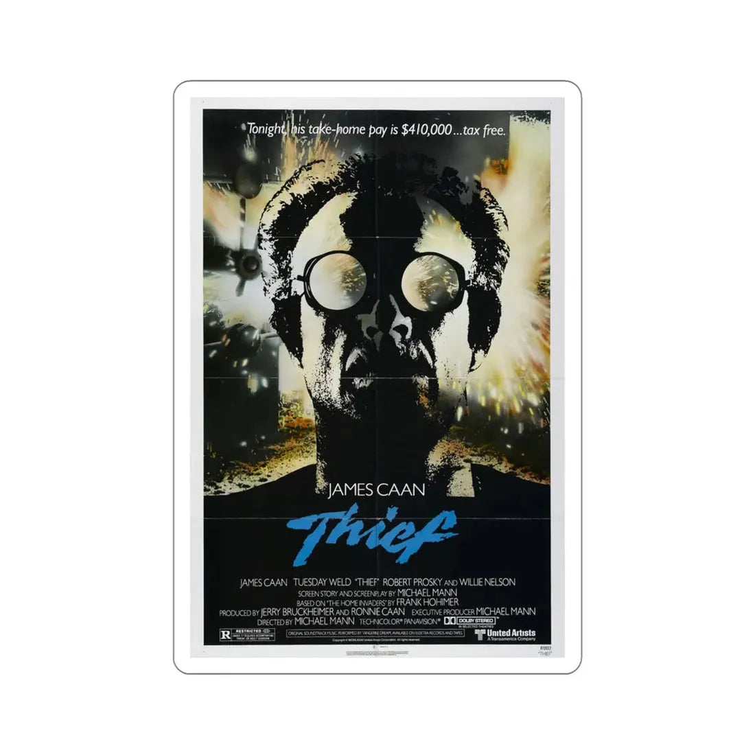 Thief 1981 Movie Poster STICKER Vinyl Die-Cut Decal 5 Inch - The Sticker Space